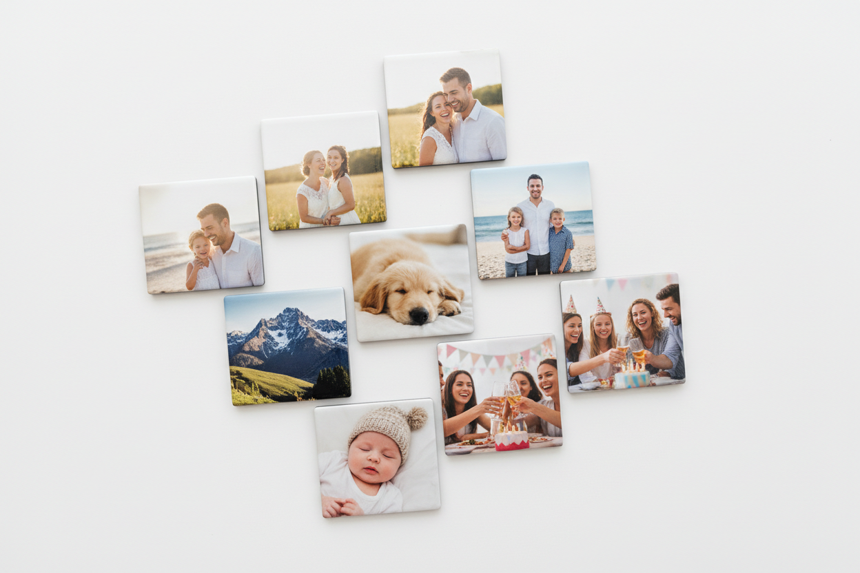 varias fotos iman de 2x2 con diferentes tipos de fotos todas puestas de manera bonita